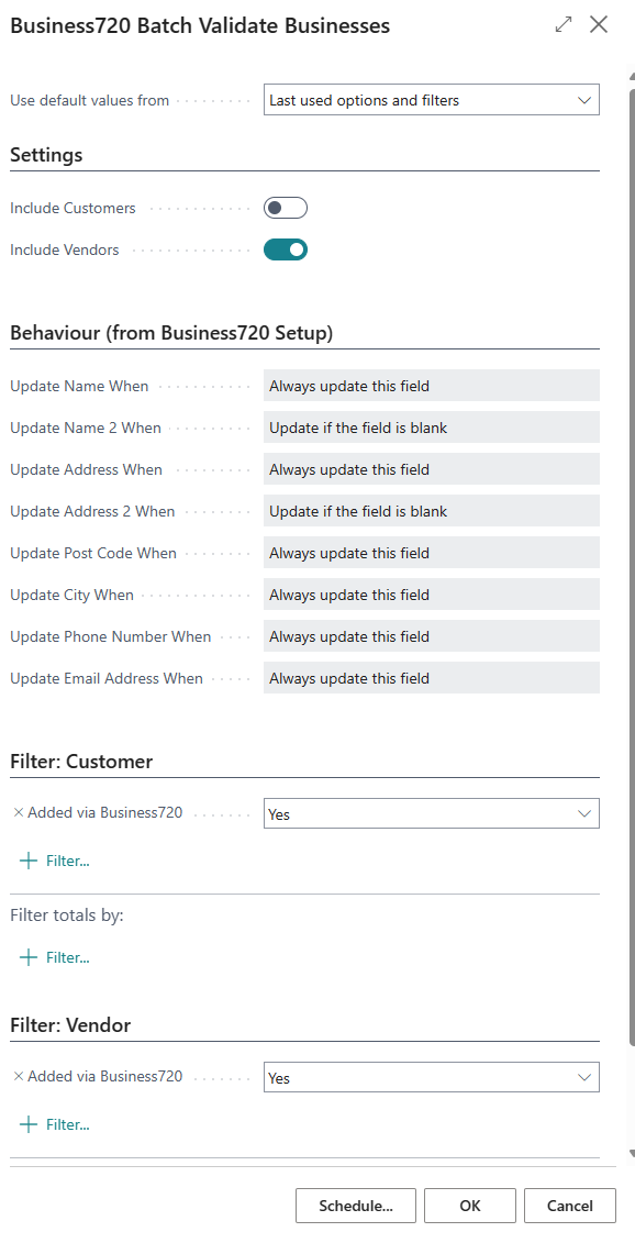 Batch validation