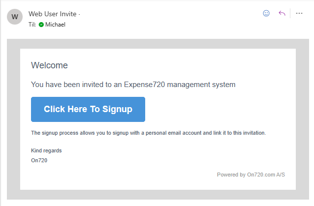 Expense720 Signup Email