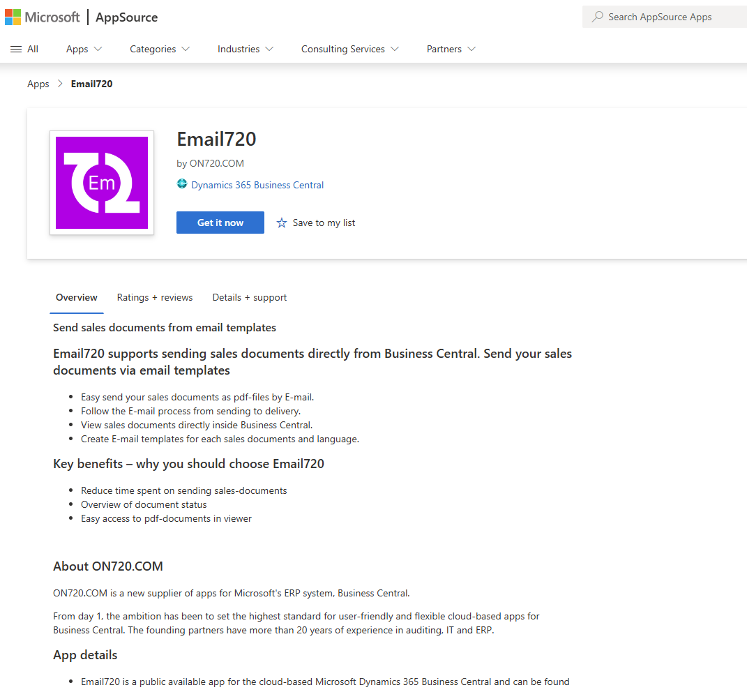 Email720 AppSource Overview